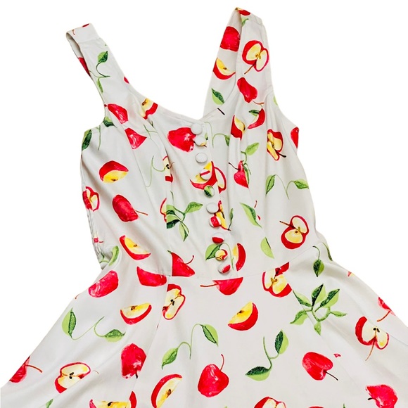 Miss Lulo Mini Retro Floral Apples Dress Size XS 96% Cotton 4% Spandex Preowned - Picture 5 of 16
